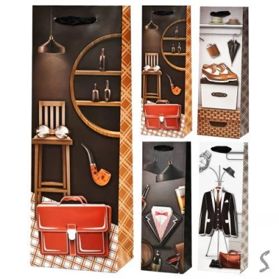 Пакет подарочный бумажный под бутылку Пакет подарочный бумажный под бутылку