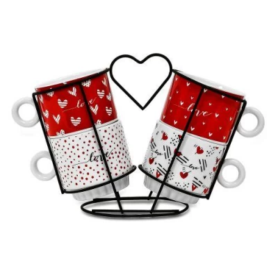 Чашки на подставке "Love" 5пр/наб 250мл Чашки на подставке "Love" 5пр/наб 250мл