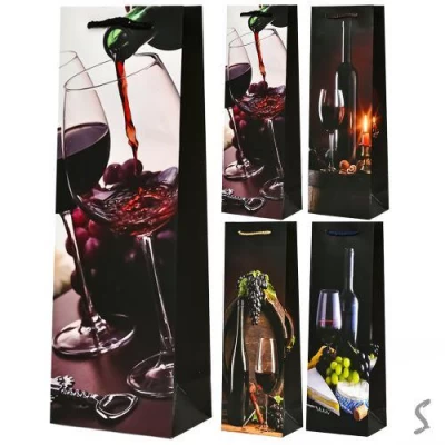 Пакет подарочный бумажный под бутылку "Wine tour" 36*12.5*8см