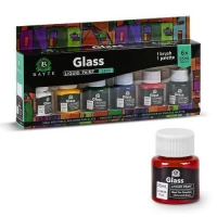 Краски акриловые 6цв 25мл с кисточкой по стеклу