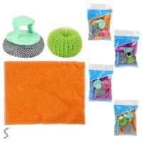 Набор для уборки (салфетка, мочалки, держатель) 4пр/наб 29*18см