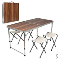 Стол-чемодан (мдф, алюм.каркас, 4 стула) 120*60*70см