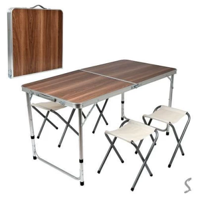 Стол-чемодан (мдф, алюм.каркас, 4 стула) 120*60*70см