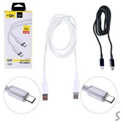 Кабель KLGO Type-C to Type-C PD 66W 1.0м