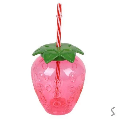 Стакан с крышкой и трубочкой "Strawberry" 500мл