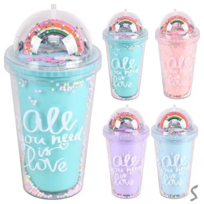 Стакан с крышкой и трубочкой "With Love" 450мл