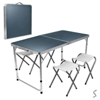 Стол-чемодан (мдф, алюм.каркас, 4 стула) 120*60*70см