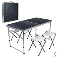 Стол-чемодан (мдф, алюм.каркас, 4 стула) 120*60*70см