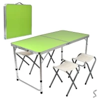 Стол-чемодан (мдф, алюм.каркас, 4 стула) 120*60*70см