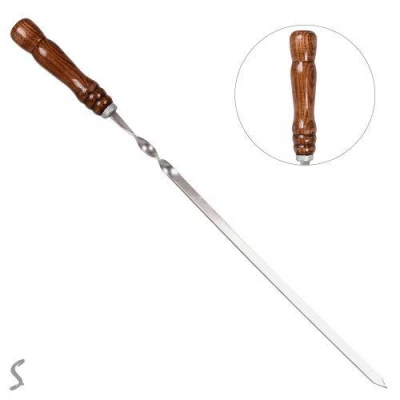Шампур с деревянной ручкой SS 610*12*3мм