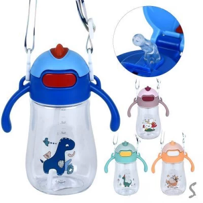 Бутылка-поилка детская с трубочкой/ремешком 400мл