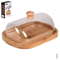 Масленка бамбук с акриловой крышкой 16*12*6.5см