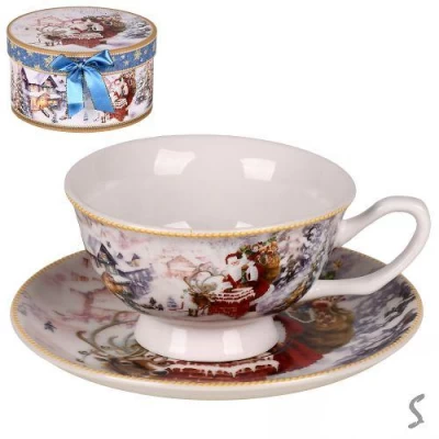 Чашка с блюдцем новогодняяя 