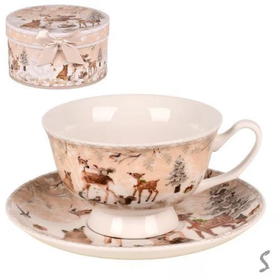 Чашка с блюдцем новогодняяя 