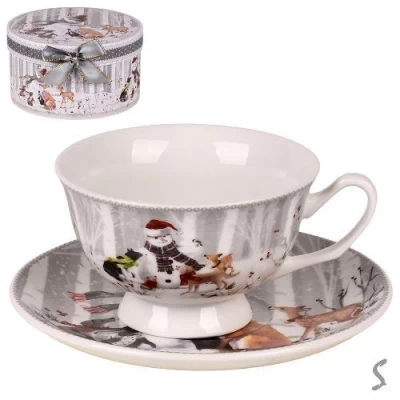 Чашка с блюдцем новогодняяя 