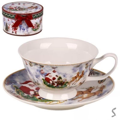 Чашка с блюдцем новогодняяя 
