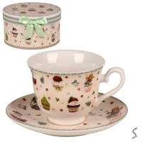 Чашка с блюдцем новогодняяя 