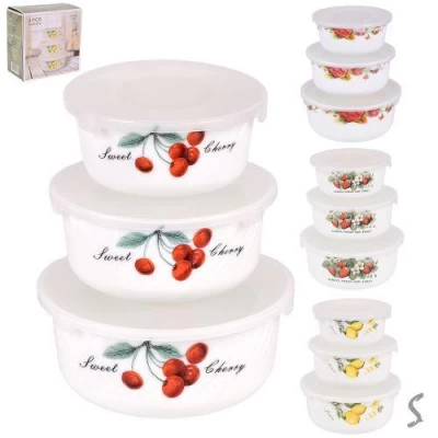 Салатники с крышками стеклокерамика 3пр/наб 14/16.5/19.5