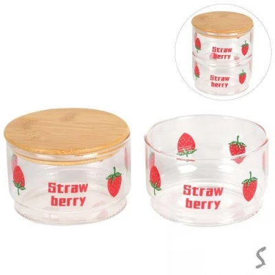 Банка с бамбуковой крышкой 2шт/наб 10см