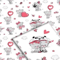 Бумага упаковочная крафт "Мишка на белом" 70*100см 10л/уп	