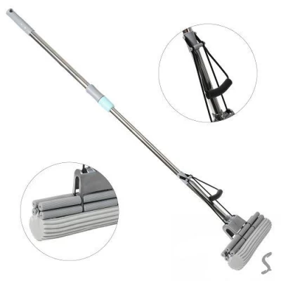 Швабра с отжимом телескопическая ручка 128*27см