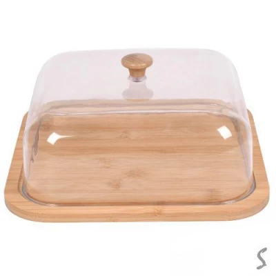 Блюдо бамбук с крышкой 25*25*1.5см