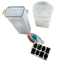 Контейнеры пищевые с наклейками, маркером и мерными ложками 24шт/наб 0.8/1.4/2.0/2.8л