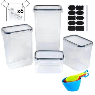 Контейнеры пищевые с наклейками, маркером и мерными ложками 24шт/наб 0.8/1.4/2.0/2.8л