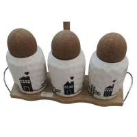 Банка на бамбуковой подставке 3пр/наб 350мл