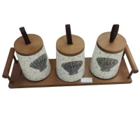 Банка на бамбуковой подставке 3пр/наб 280мл