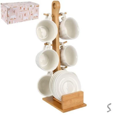 Чашки на бамбуковой подставке 12пр/наб 180мл (6чашек, 6блюдец) Чашки на бамбуковой подставке 12пр/наб 180мл (6чашек, 6блюдец)