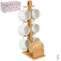 Чашки на бамбуковой подставке 12пр/наб 180мл (6чашек, 6блюдец)