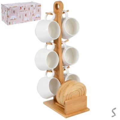 Чашки на бамбуковой подставке 12пр/наб 180мл (6чашек, 6блюдец) Чашки на бамбуковой подставке 12пр/наб 180мл (6чашек, 6блюдец)