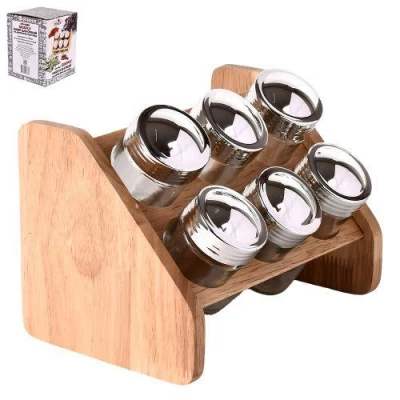 Спецовница на дерев.подставке Simply" 6шт/наб 18*12*14см