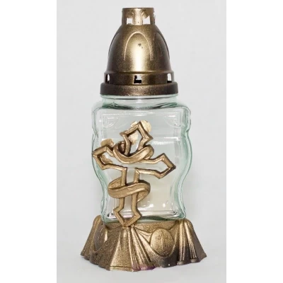 Лампадка стеклянная на 18 часов "КРЕСТ РАЗБОРНОЙ"