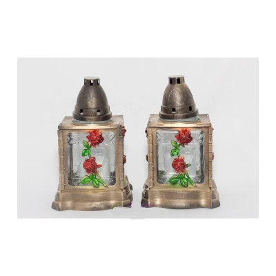 Лампадка стеклянная на 36 часов "КВАДРАТ-РОЗА"