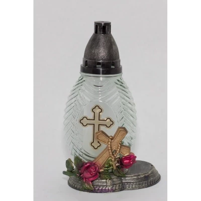 Лампадка стеклянная на 48 часов "КРЕСТ"