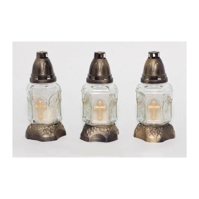 Лампадка стеклянная на 18 часов прозрачная "КРЕСТ"