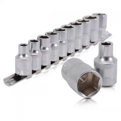 Набор головок 10шт. 1/2" - 8,10,12,13,14,15,16,17,18,19 мм Cr-V. Intertool ET-6012