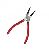 Щипцы для снятия стопорных колец изогнутые на сжим (красн. ручки)180мм Intertool HT-7012