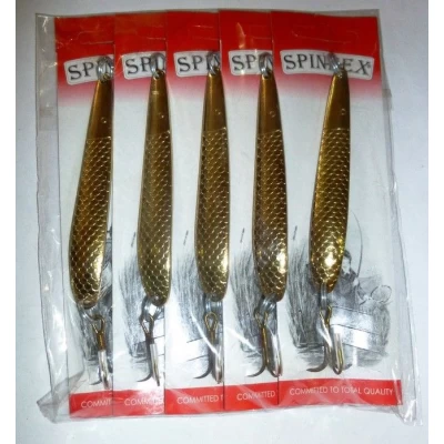 Блесна Spinnex колебалка одинарная золото №12 15g (5шт) *( размеры  в ассортименте)