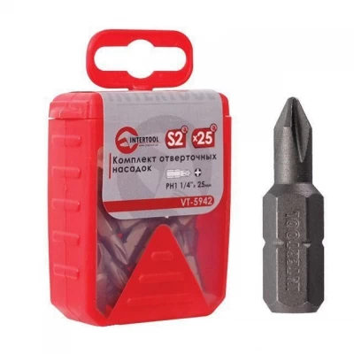 Комплект отверточных насадок РН2 1/4"х25мм (25шт*уп) Intertool VT-5946