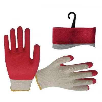 Перчатка х/б трикотаж покрытая латексом на ладони 8" (красная) Intertool SP-0010