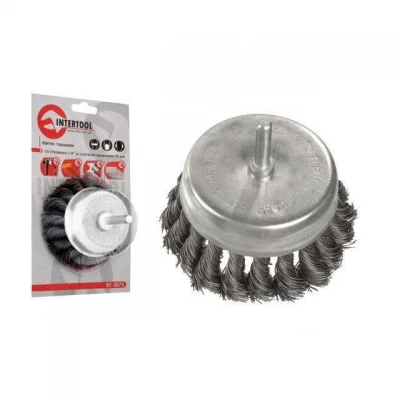 Щетка чашечная 75 мм для дрели, 1/4" (пучки витой проволоки) Intertool BT-3075