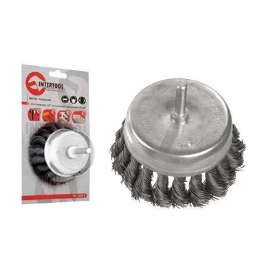 Щетка чашечная 100 мм для дрели, 1/4" (пучки витой проволоки) Intertool BT-3100