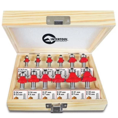 Набор фрез калевочных, 12 шт. Intertool HT-0077