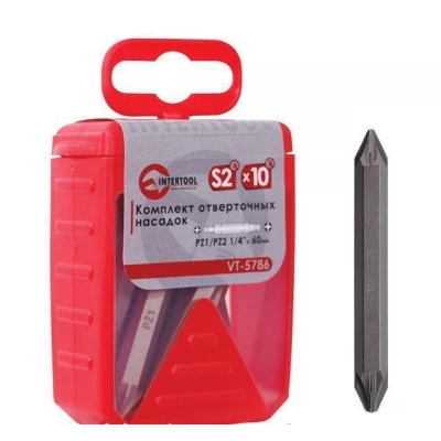 Комплект отверточных насадок PZ1/PZ2 1/4"*60мм уп. 10шт. Intertool VT-5786
