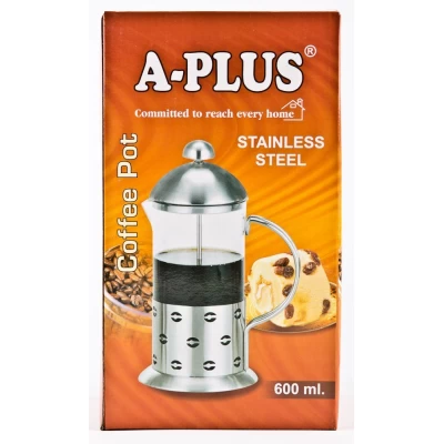 Заварник-пресс "А-плюс" (стекло + нержавеющая сталь, 0.6л, Китай)