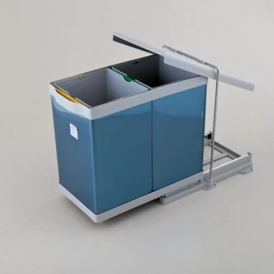 Ведро для мусора Cagdas 14+14 л. выдв., сталь 21200