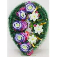 РИТУАЛЬНЫЙ ВЕНОК "КАПЛЯ БОЛЬШАЯ" (НАРЦИСС+КЛЕМАТИС)